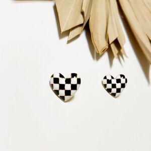 Black and white Heart earrings #60